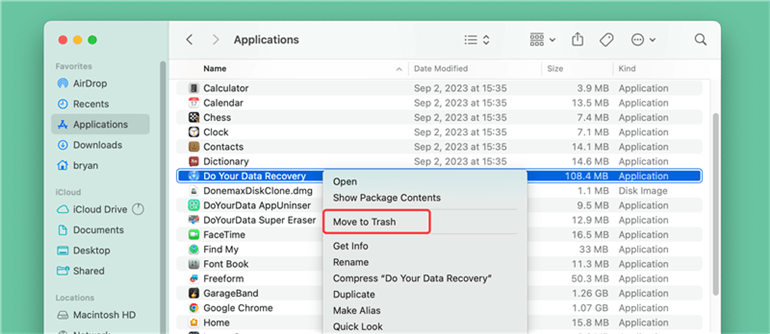 Uninstall apps on macOS Sonoma