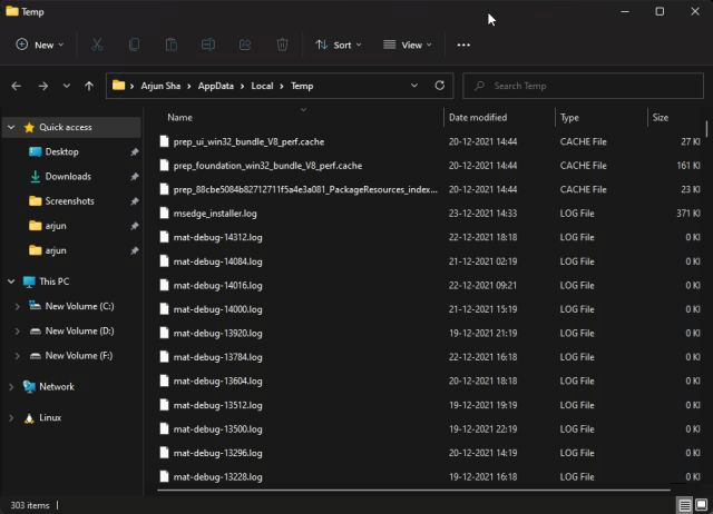 Delete Temp Files on Window 11 PC