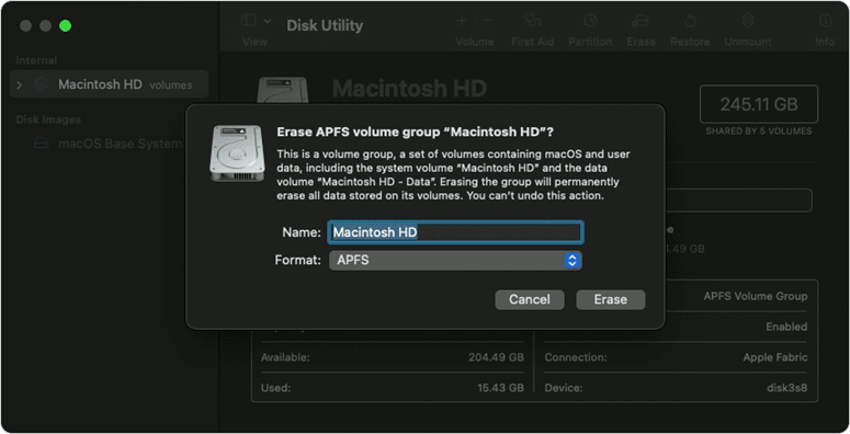 erase M2 Mac