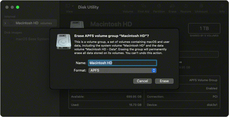 Erase Mac’s startup disk