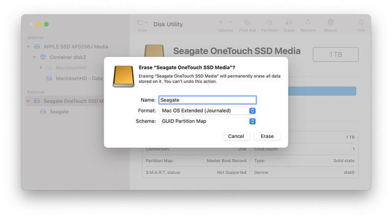 recover lost data from Seagate external hard drive after erasing by Disk Utility