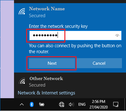 fix can't connect to network