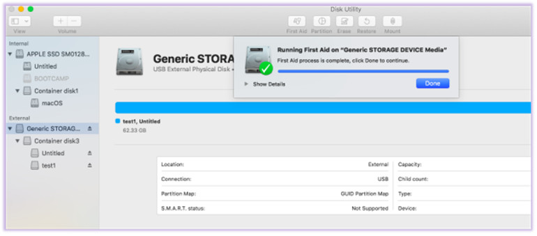 Fix the inaccessible SD card with First Aid