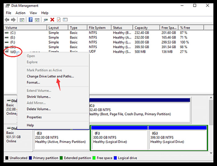 Assign a new drive letter for your WD external hard drive