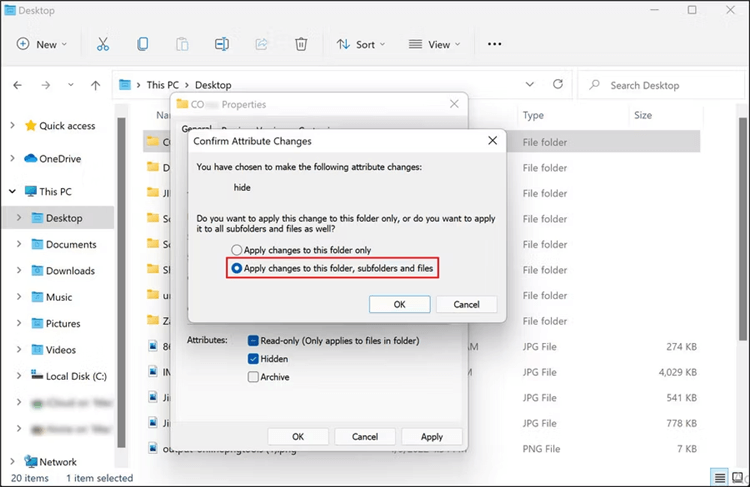 hide a folder on Windows 11