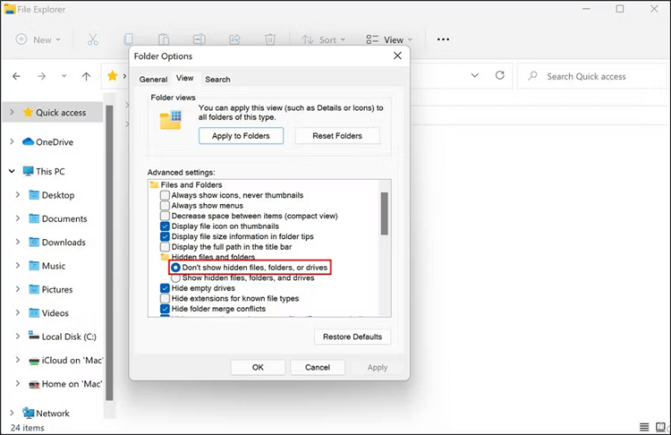 hide a folder on Windows 11