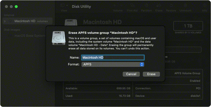 factory reset macOS Sonoma and Wipe Data