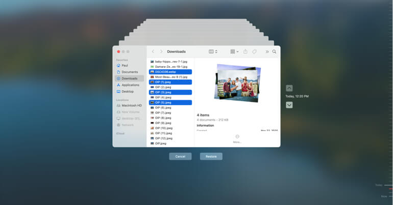 Restore deleted files from Time Machine backup