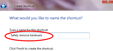 Create Safely Remove Hardware Shortcut