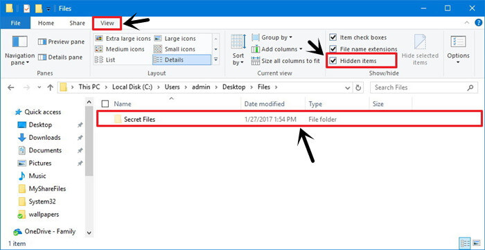 find hidden files in Windows 10/8/7