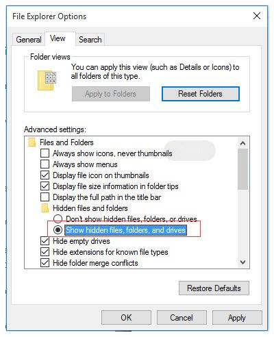 show hidden files on SD card