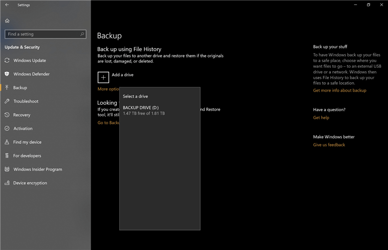 Time Machine for Windows