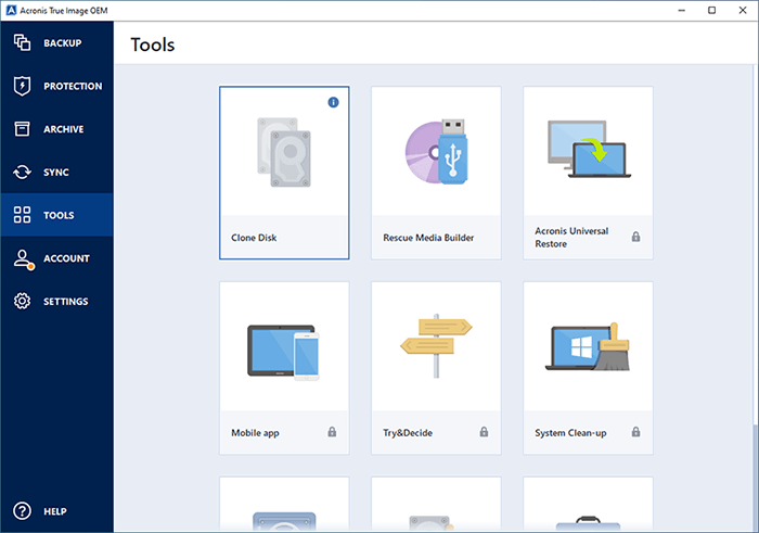 Acronis True Image clone hard drive