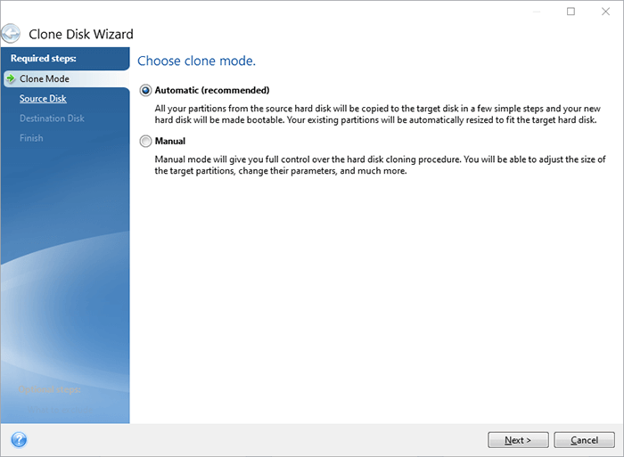 Acronis True Image clone hard drive