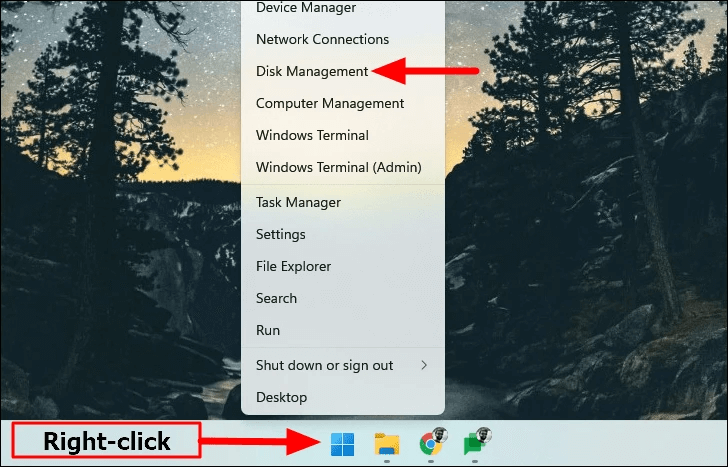 open disk management on Windows 11