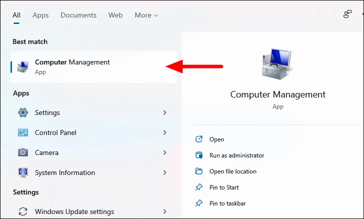 open disk management on Windows 11