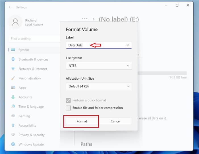 Format Hard Drive on Windows 11