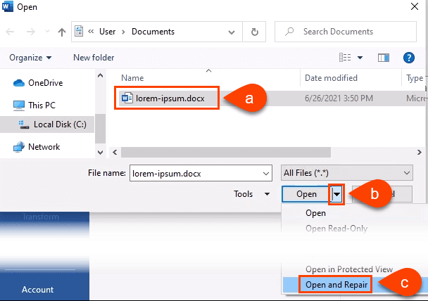 Repair Corrupted Word Document