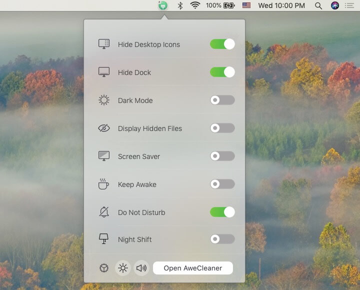 AweCleaner Menu Bar
