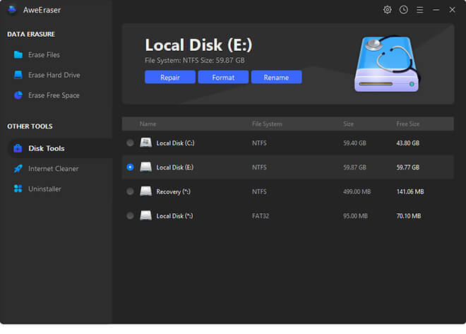 Repair external hard drive