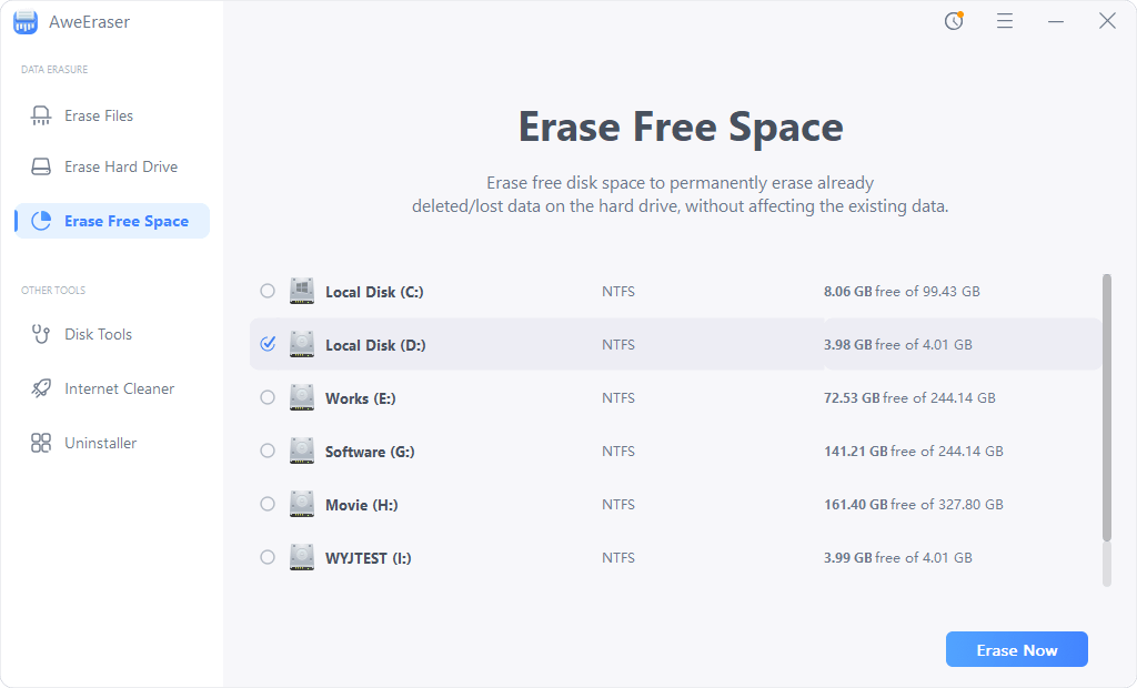Erase Free Space