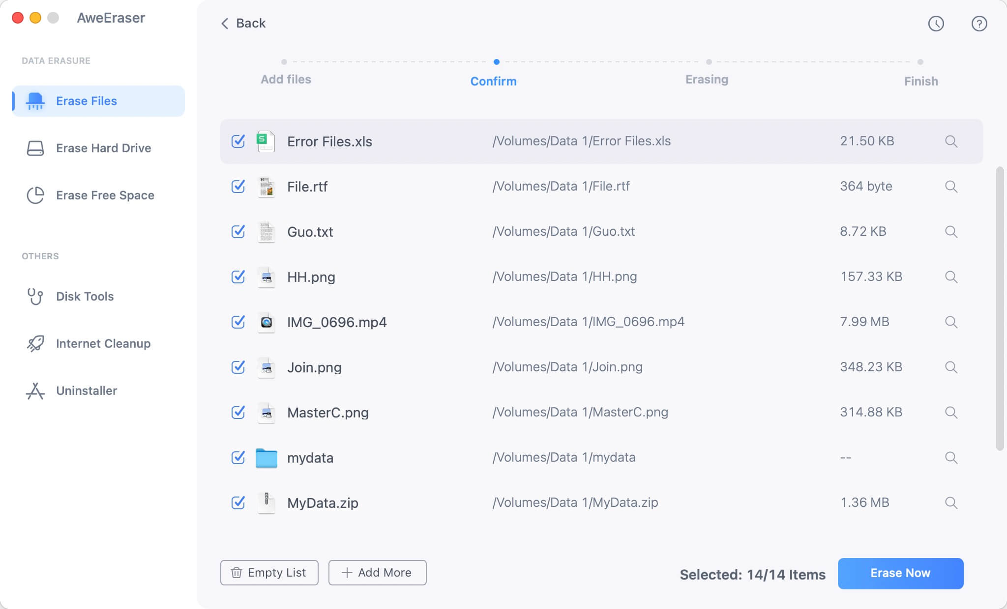 Erase Files and Folders