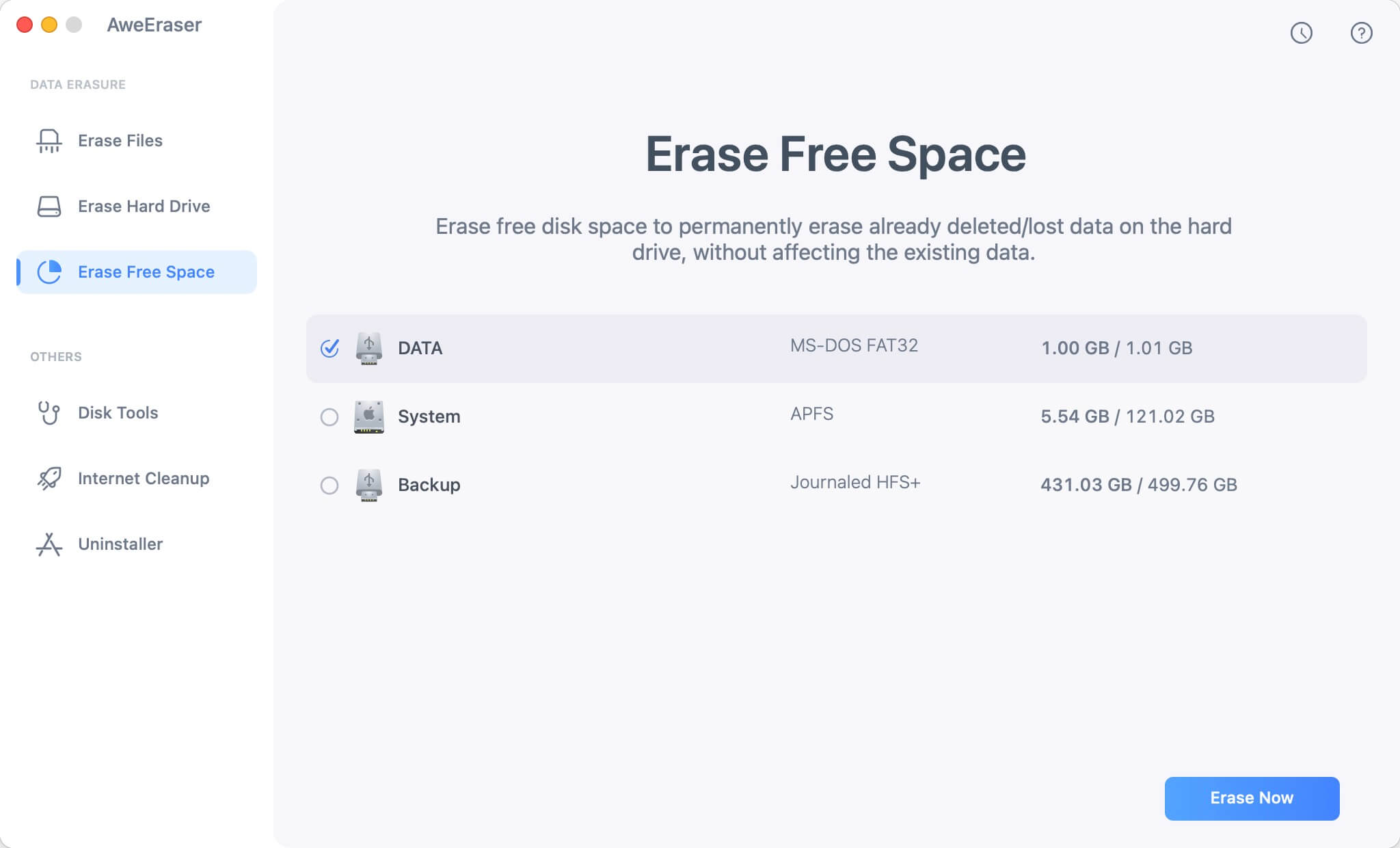 Erase Free Space