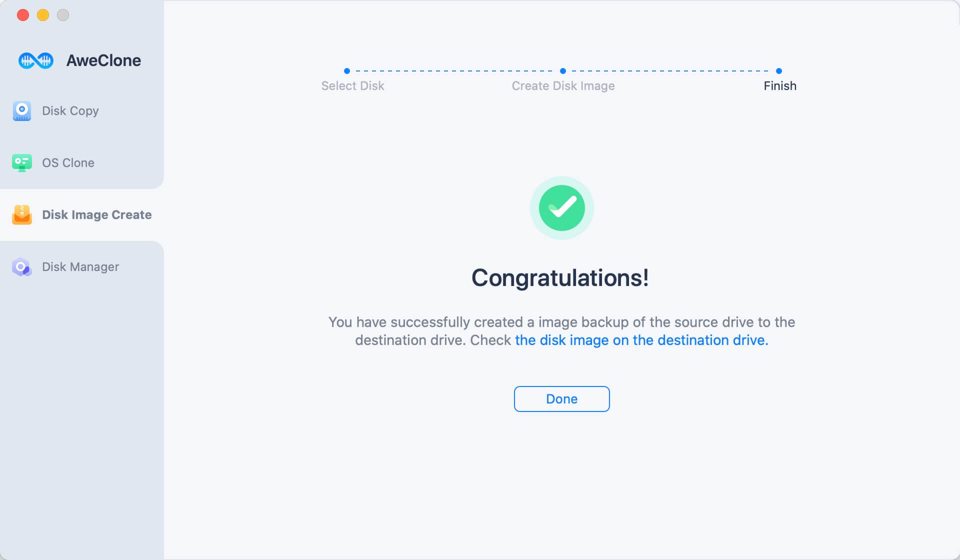 Create a disk image of Mac